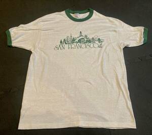 70s 80s 90s Vintage San Francisco Tシャツ サンフランシスコ　リンガーTシャツ 緑好きな方へ