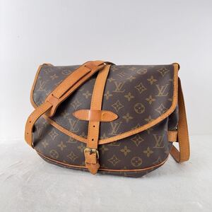 1円〜★美品 LOUIS VUITTON ルイヴィトン ソミュール30 ショルダーバッグ モノグラム フラップ M42256 ブラウン メッセンジャーバッグ 17