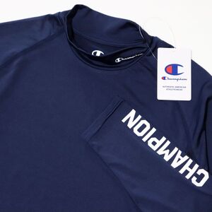 ●送料390円可能商品 チャンピオン Champion 新品 メンズ ハイネック 長袖 コンプレッション シャツ 紺 L [CM4HA204-370-L] 三 弐★QWER