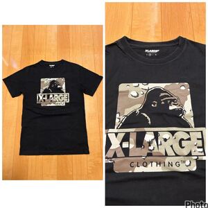 良品☆XLARGE／エクストララージ.LA サイズM 半袖ブラックTシャツ　正面BIGロゴプリント！チョコチップカモフラージュ柄マーク 黒 /パンツ