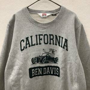 BEN DAVIS ベンデイビス カレッジロゴ スウェット トレーナー グレー 裏起毛 size M 78091