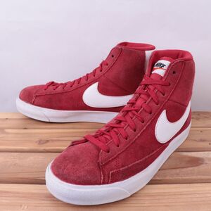 z4657 ナイキ ブレーザー ハイ US7 25.0cm/赤 レッド 白 ホワイト系 NIKE BLAZER HIGH MID ブレザー メンズ ユニセックス スニーカー 中古