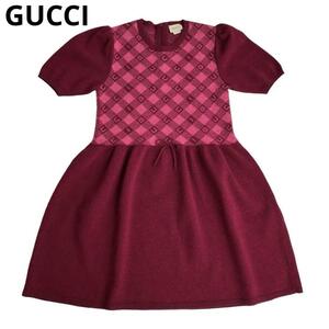 新品タグ付き GUCCI 子供用 レッド ウール ドレス ワンピース 半袖 12