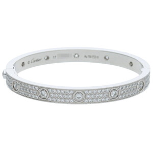 カルティエ Cartier LOVE BRACELET PAVE DIAMONDS サイズ:17 K18WG PAVEダイヤブレスレット 中古 GZ11