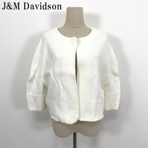 LA4570 ジェイアンドエムデヴィッドソン ノーカラージャケット J&M Davidson カジュアル スナップボタン開閉 ホワイト S