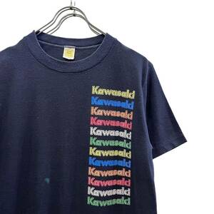 80s ビンテージ KAWASAKI 両面プリント Tシャツ M ネイビー USA製 80年代 アメリカ製 ヴィンテージ カワサキ Z1000LTD 旧車