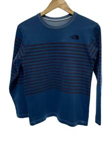 THE NORTH FACE◆L/S CEOA BORD CREW/S/ポリエステル/BLU/ボーダー