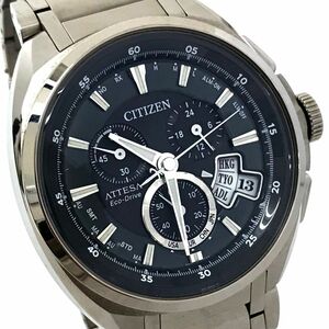 美品 CITIZEN シチズン ATTESA アテッサ Eco-Drive シチズン 腕時計 ATD53-3011 H610-T015581 電波ソーラー ラウンド チタン チタニウム