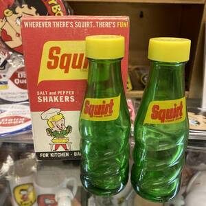 ヴィンテージ★デッドストック！　SQUIRT　ボトル　ソルト＆ペッパー★箱付き、企業物、スクワート