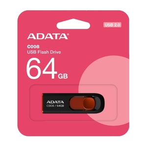 USBメモリ 64GB 5年保証 A-DATA USB2.0 スライド式 AC008-64G-RKD USB 黒