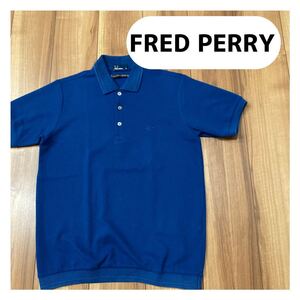 FRED PERRY フレッドペリー SOLOTEX ポロシャツ 半袖 刺繍ロゴ ネイビー 定価12000 サイズM 玉mc1887