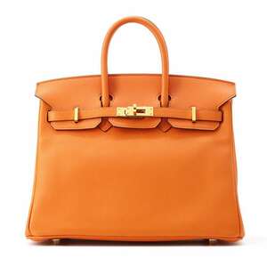 エルメス バーキン25 オレンジ/ゴールド金具 スイフト R刻印 HERMES Birkin ハンドバッグ 【安心保証】