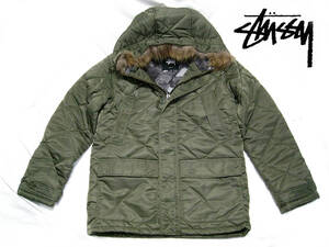 # ステューシー モッズコート Lサイズ # Stussy マウンテンジャンパー ミリタリー 厚手 防寒 レトロ 良品 裏地アニマル