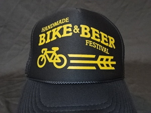 激レア USA購入 自転車 ビールの街 アメリカ オレゴン州ポートランド【HANDMADE BIKE & BEER FESTIVAL】ロゴプリント メッシュCAP 中古良品