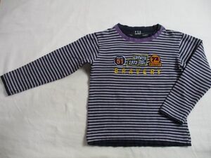 BC432【PXR MINId】ロゴ刺繍　ボーダー　長袖　Tシャツ　男児　黒・淡黒　110