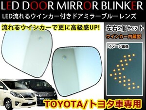 送料無料 流れるLEDウインカー内蔵 ブルーミラー トヨタ ヴォクシー ZRR70 H19.6～H26.1 サイドミラー ドアミラー