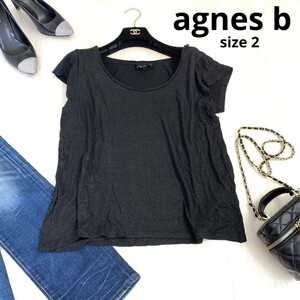 agnes b アニエスベー ラメトップス　トップス　ブラック　2サイズ　半袖