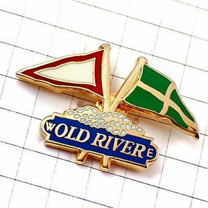 ピンバッジ・オールドリバー旗２本ボート船 OLD-RIVER◆フランス限定ピンズ◆レアなヴィンテージものピンバッチ