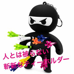 ゴルフ ティーホルダー ブラック ニンジャ ラウンド おしゃれ 新品 シリコン キャラクター 送料込み