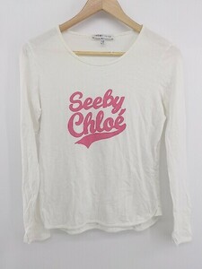 ◇ SEE BY CHLOE シーバイクロエ ロゴ 長袖 Tシャツ カットソー サイズI40 USA4 F36 ホワイト ピンク系 レディース P