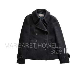 ●MARGARET HOWELLマーガレットハウエル/ウール＆カシミヤショートPコート/サイズⅡ/アウター/ブラック/made in japan●