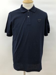 プラダ PRADA ポロシャツ M ネイビー プラダジャパン ロゴワッペン 美品 2408WR046