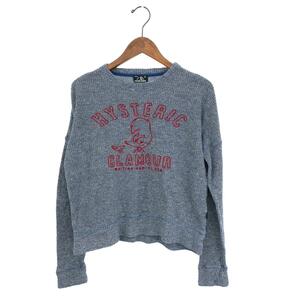 ◆HYSTERIC GLAMOUR ヒステリックグラマー 長袖カットソー サイズ:F◆0152CS02 ブルー 麻混 レディース トップス ウッドペッカー