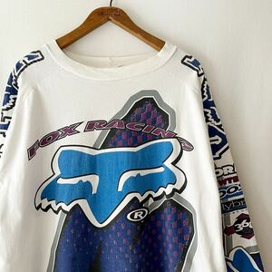 90s FOX RACING 長袖 レーシング Tシャツ XXL USA製 ビンテージ 90年代 フォックス レーシング ロンT アメリカ製 オリジナル ヴィンテージ