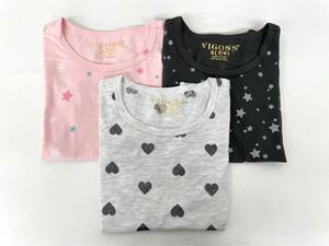 VIGOSS 女の子 キッズ 半袖Tシャツ 3枚セット S (7/8) ハート 星★