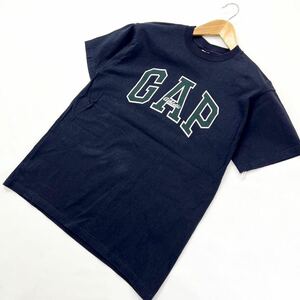 USA製 ☆ GAP 定番ロゴ グリーンプリント◎ 半袖 Tシャツ メンズ XS ネイビー スタイリッシュ アメカジ ストリート 古着 ギャップ■S1619