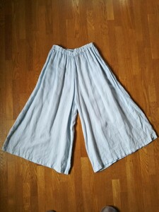 IDEE　POOL　イデー　プール　いろいろの服　皆川明　ワイドパンツ　ガウチョパンツ　キュロット　淡ブルー　みずいろ　リネン　麻