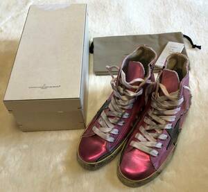 未使用★レア GOLDEN GOOSE ゴールデン グース ハイカット スニーカー ピンク メタリック 37★スター STAR USED ダメージ加工 PINK SNEAKER