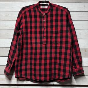 SIZE M GOODENOUGH BLOCK CHECK FLANNEL SHIRT RED BLACK グッドイナフ ブロック チェック ネルシャツ レッド ブラック