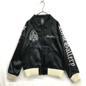 KZ8180★RUDE GALLERY : Black Rebel 襟付きスカジャン★S★黒 刺繍デザイン 中綿無し ルードギャラリー