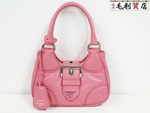 プラダ PRADA ムーン パデッド ナッパレザー バッグ ピンク 1BA381 ワンショルダー 2WAYバッグ 美品 ショルダーバッグ