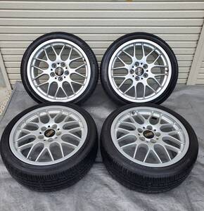 ☆BBS ホイール ET38 RX206 8J×18H2 5穴 ● ROADSTONE 18インチ タイヤ 225/40R18 現状品 4本セット 千葉直接引取りOK M06☆