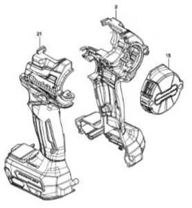 マキタ makita 40Vmax 充電式ドライバドリル DF002GZB 用 黒 ハウジング 183S30-1リヤカバー 413531-4 ２点セット 部品 ボディ カバー 修理