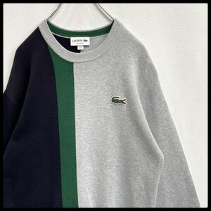 ラコステ　LACOSTE　アシンメトリー　ワニロゴ　長袖　スウェットトレーナー　メンズ　US S＝Mサイズ相当