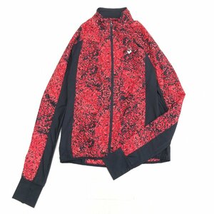 美品 hummel ヒュンメル 切替デザイン 吸水速乾 ドライ ジャージ ジャケット XS 黒×赤系 ブラック レッド系 トレーニング スポーツ 女性用