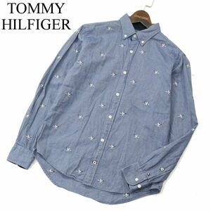 TOMMY HILFIGER トミーヒルフィガー New York Fit 通年 バード刺繍★ 総柄 長袖 シャツ Sz.S　メンズ　A4T00030_1#C