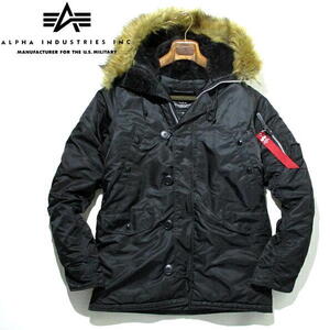 美品▼ 定価27280円　アルファ　ALPHA industries　N-3B　N3B　黒　ブラック　Mサイズ　ミリタリー　フライトジャケット　ファー　N-1 N-2B