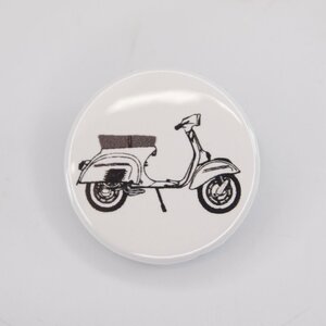 Button badge 25mm Scooter white 缶バッジ スクーター Vespa Lambretta ベスパ ランブレッタ 50S 100 et3 GTR RALLY PX200E 160GS