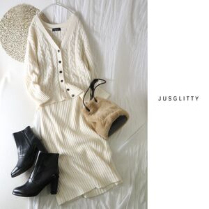 2.5万☆ジャスグリッティー JUSGLITTY☆ケーブルカーデニットアップ 2サイズ☆A-O 0474