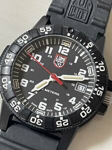 LUMINOX ルミノックス 本物 QZ 100M 0320‐1GBq H-3LX 腕時計 ブラック 純正ラバーブレスレット メンズ腕時計 稼働品