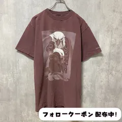 古着 used　半袖アニマル柄プリントTシャツ　ワインレッド　鷹　鳥　バードプリント　レトロ　デザイン　個性的　クルーネック　春夏服　メンズ　レディース