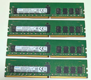 SAMSUNG サーバー用メモリ DDR4-2666MHz RDIMM(1Rx4,PC4-2666V,ECC,REG,16GB)【16GB４枚セット 合計64GB】（動作確認済、中古）C