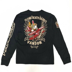 バンソンVANSON×クローズWORSTコラボ☆武装戦線デスラビット長袖TシャツMティーシャツ ロンTバックプリント刺繍ワッペン ブラック黒メンズ