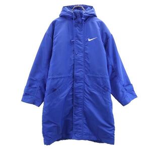 ナイキ 90s 00s 白タグ オールド 中綿 ベンチコート M ブルー NIKE フード 裏ボア メンズ