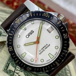 【レトロ可愛い】★送料無料★ オリス ORIS メンズ腕時計 ホワイト ベゼル 手巻き ヴィンテージ アンティーク