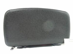 1円 ■美品■ LOUIS VUITTON ルイヴィトン M30652 タイガ オーガナイザー アトール トラベルケース 長財布 ウォレット ブラック系 FD2963